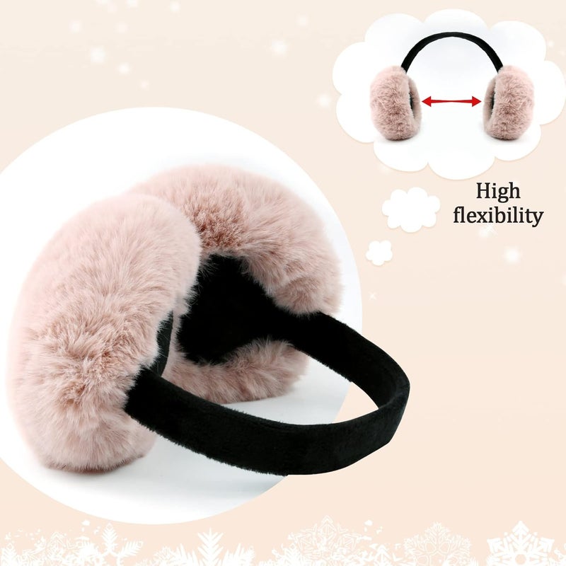 FSTEOE Women Winter Ear Muffs Foldable Girl Ear Warmer Fashion Furry Earmuff Soft Ear Cover Cold Weather - Image 3